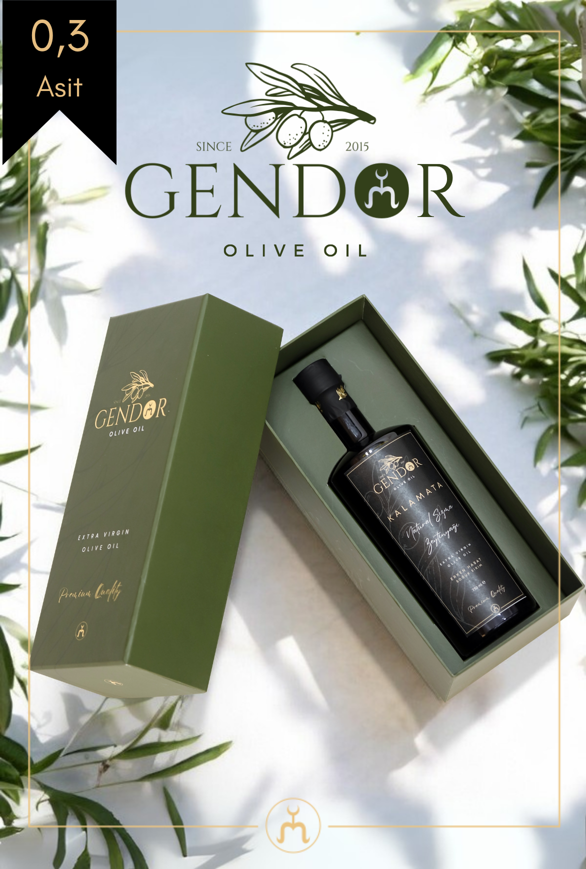 Hediyelik Kalamata Erken (İLK) Hasat Natürel Sızma Zeytinyağı  750 ml - Özel tasarım hediye kutusuyla birlikte