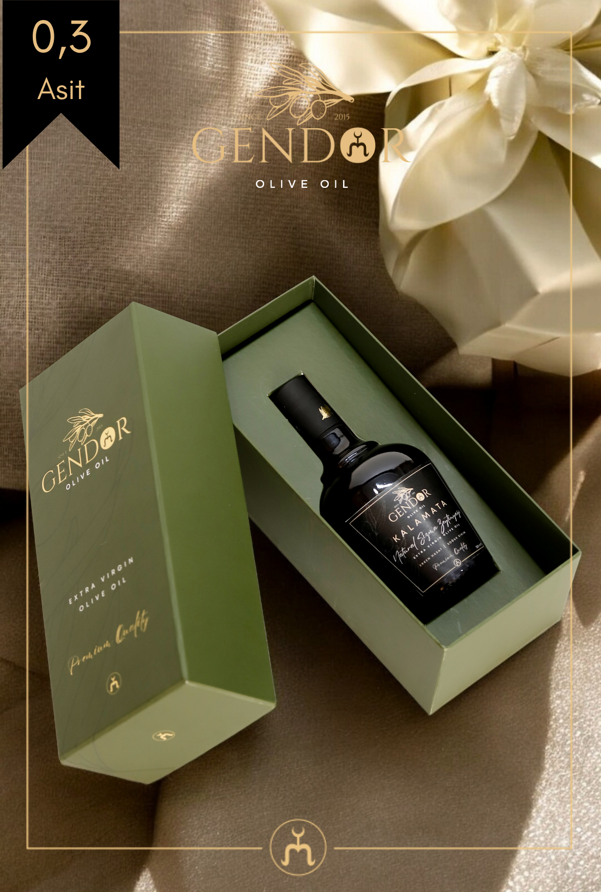 Hediyelik Kalamata Erken (İLK) Hasat Natürel Sızma Zeytinyağı  500 ml - Özel tasarım hediye kutusuyla birlikte