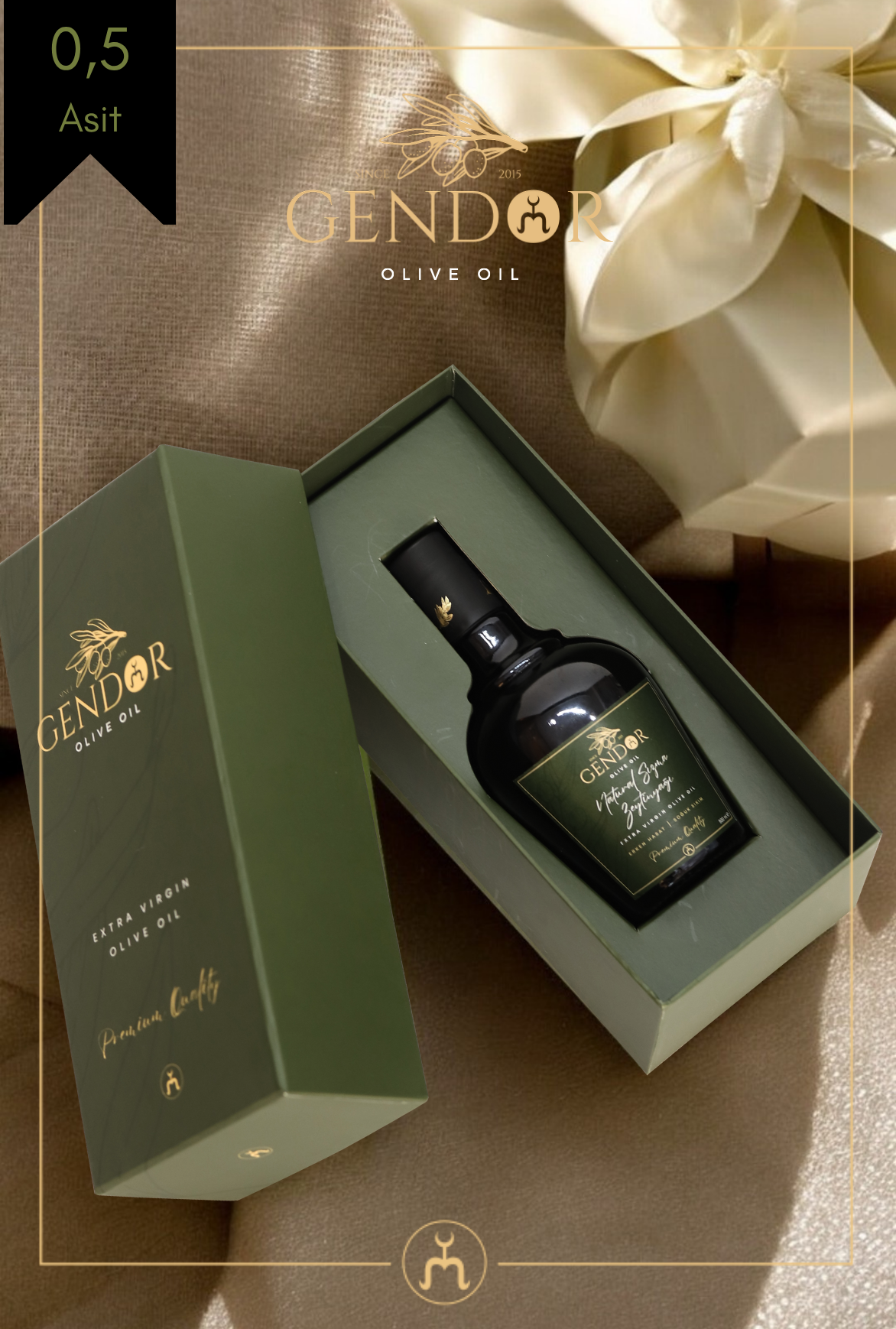Hediyelik Natürel Sızma Filtresiz Zeytinyağı   500 ml - Özel tasarım hediye kutusuyla birlikte