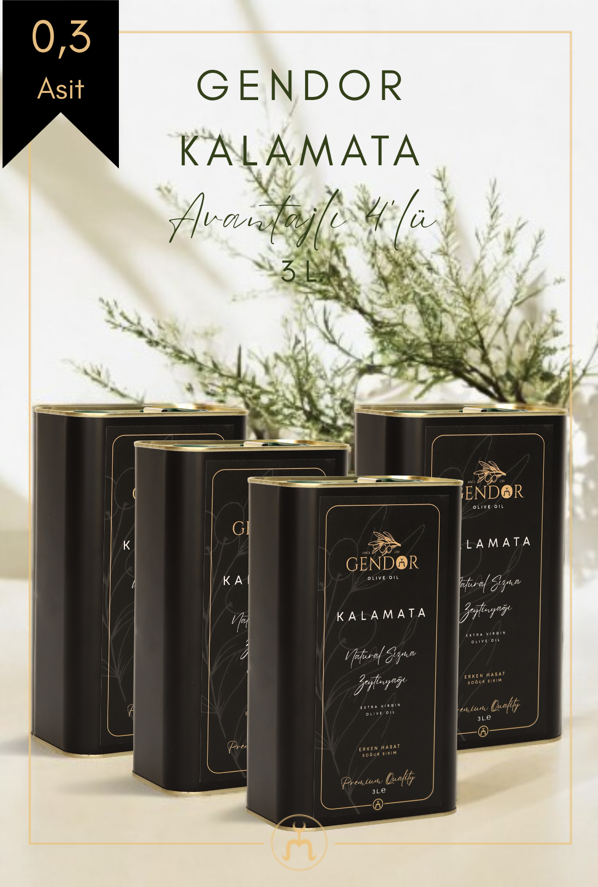 Kalamata Erken (İLK) Hasat Natürel Sızma Zeytinyağı 4*3L