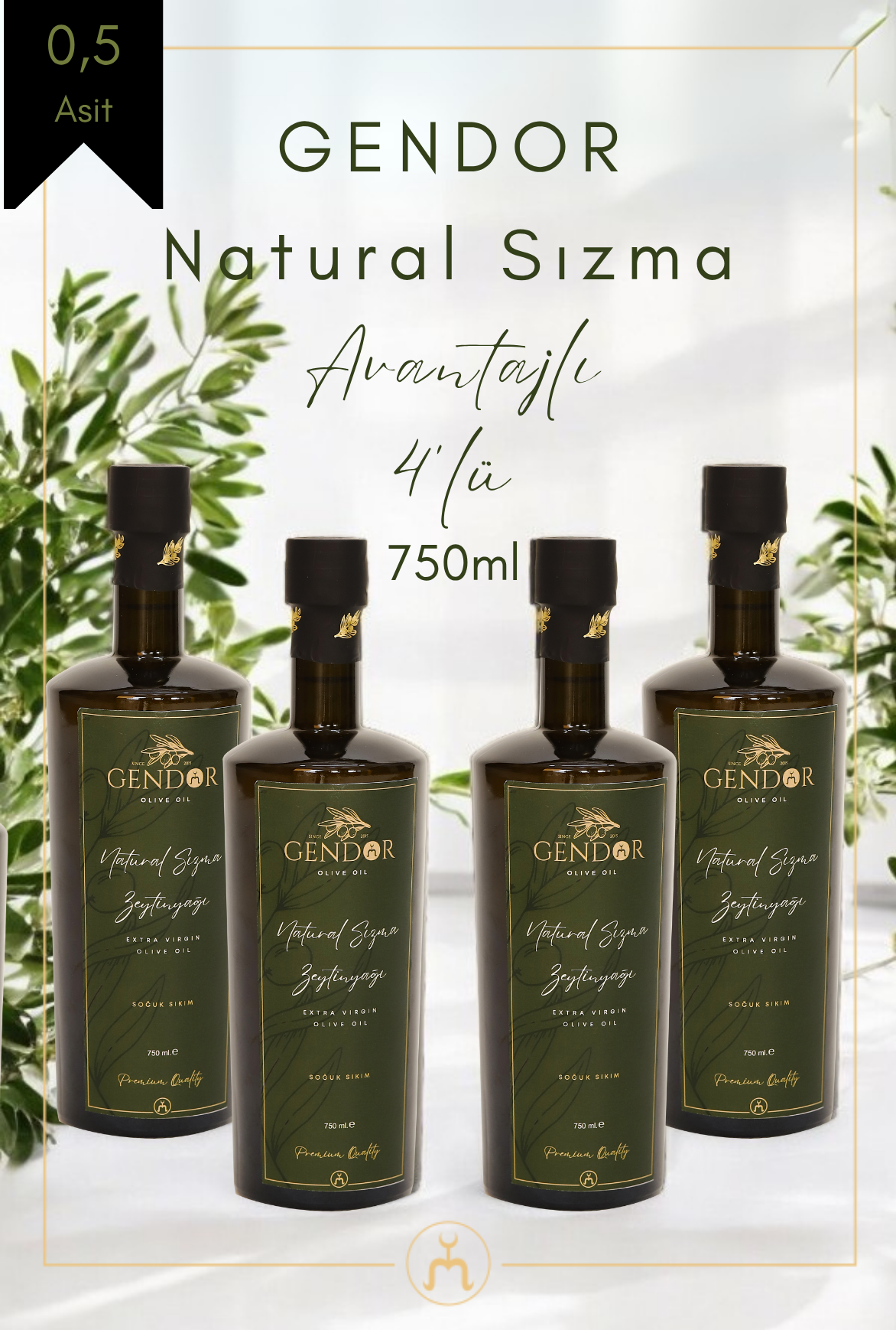 Natürel Sızma Filtresiz Zeytinyağı 4*750ml