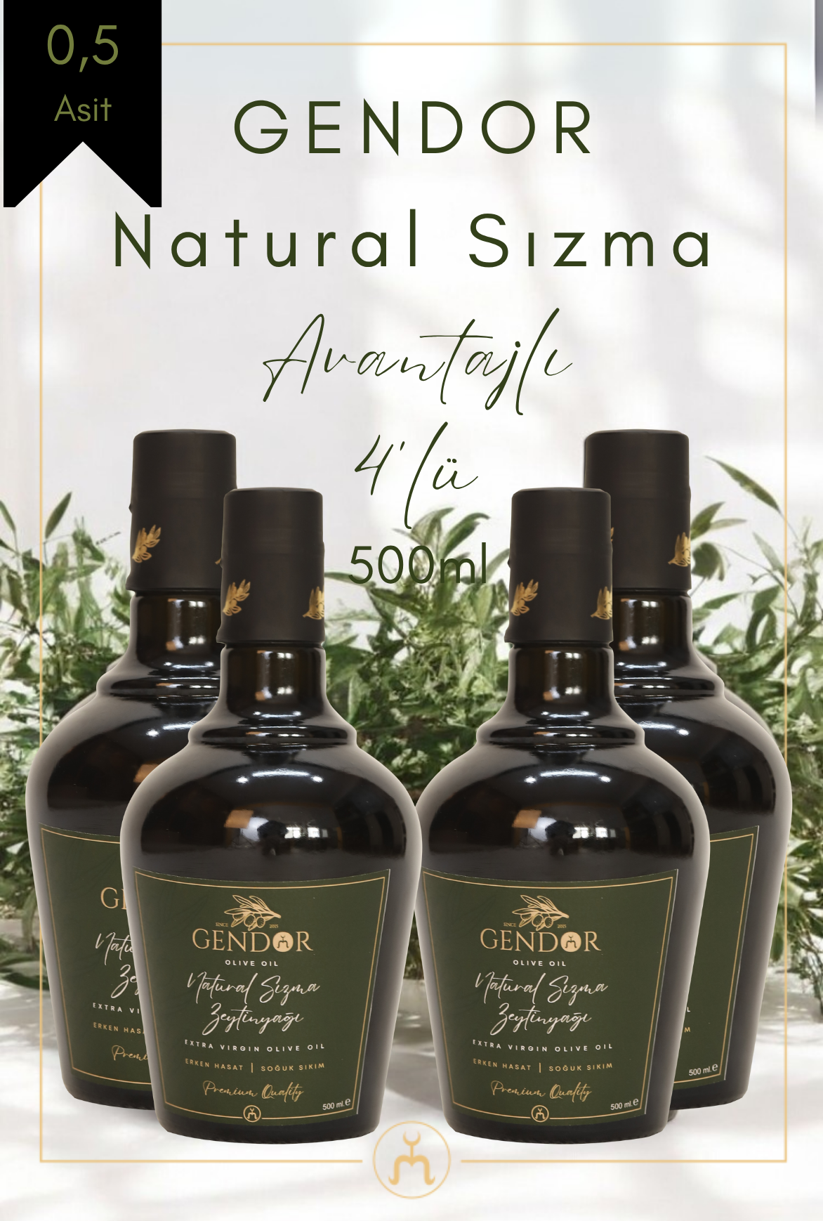 Natürel Sızma Filtresiz Zeytinyağı 4*500ml