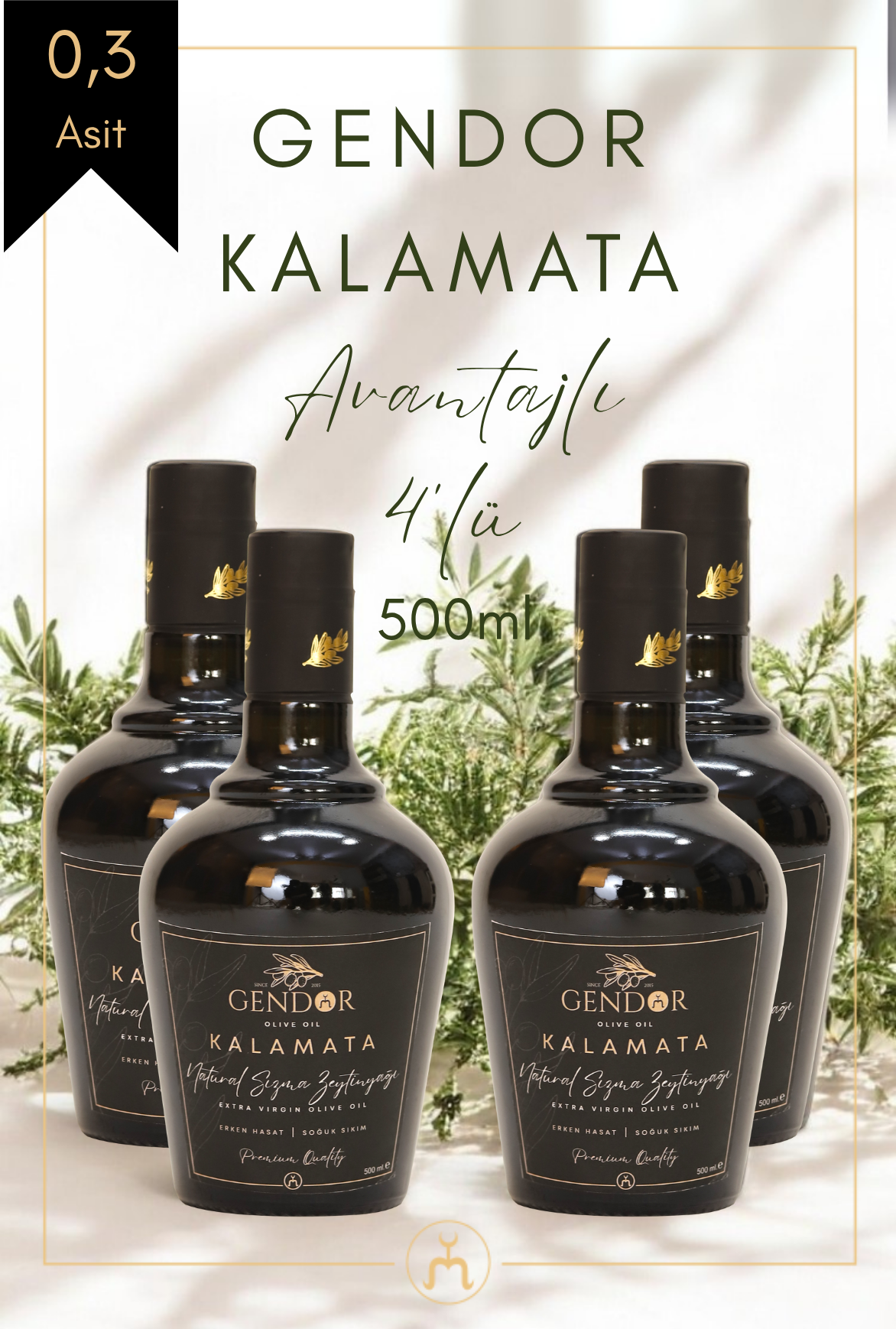 Kalamata Erken (İLK) Hasat Natürel Sızma Zeytinyağı 4*500ml