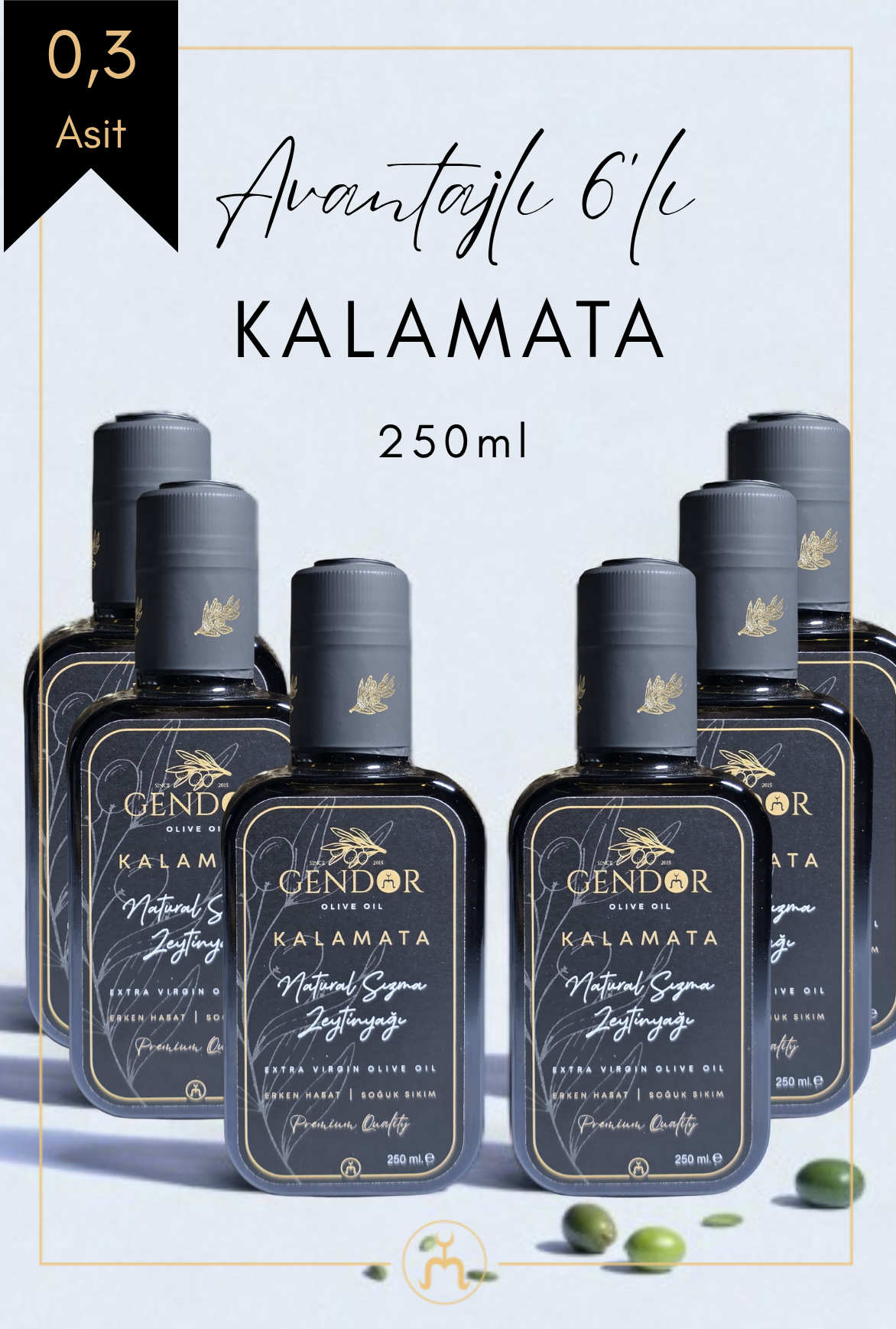 Kalamata Erken (İLK) Hasat Natürel Sızma Zeytinyağı 6*250ml