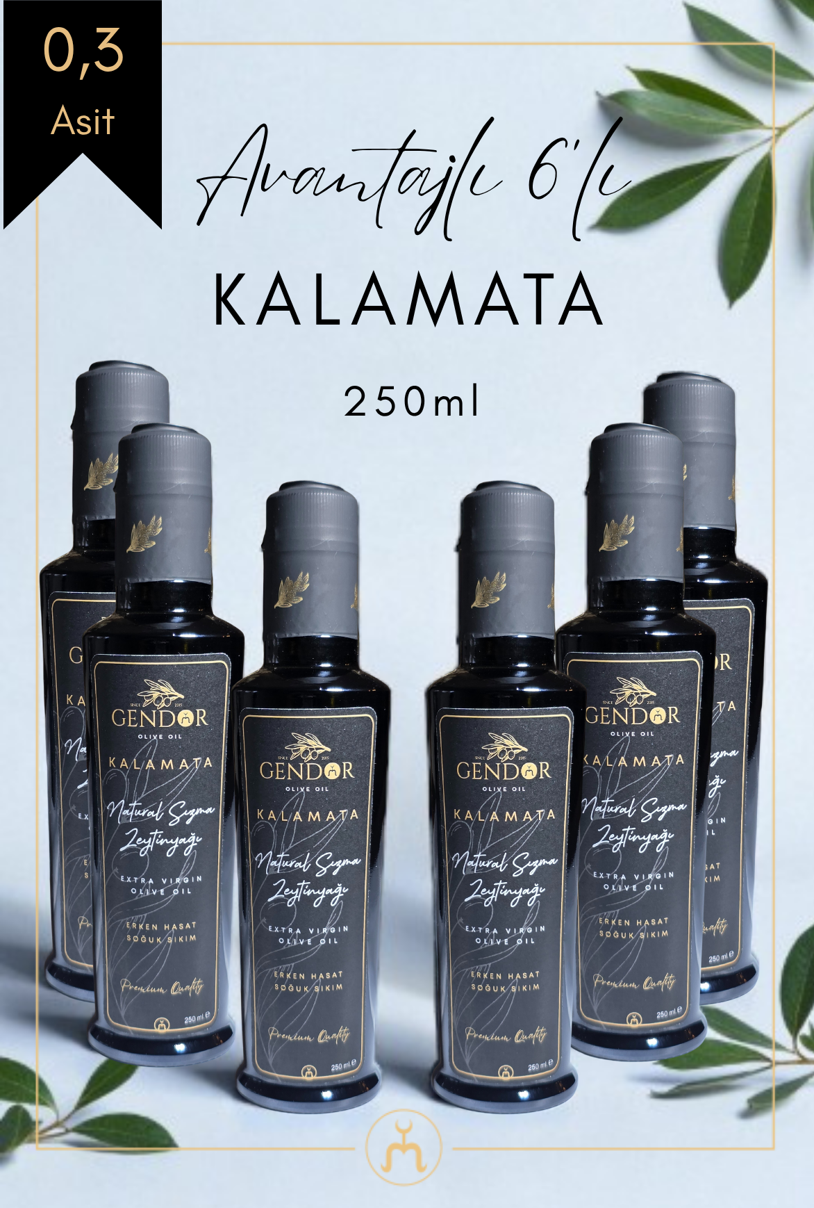 Kalamata Erken (İLK) Hasat Natürel Sızma Zeytinyağı 6*250ml